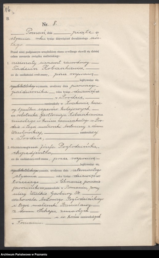 Obraz 17 z jednostki "Księga miejscowa małżeństw tom I [Rejestr główny małżeństw]"