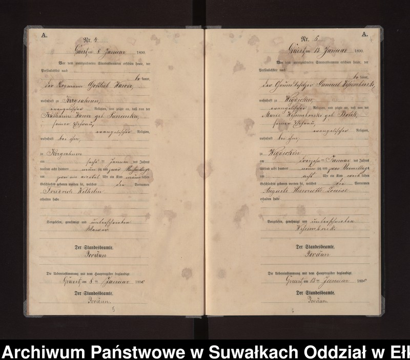 image.from.unit.number "Geburts-Neben-Register des Königlichen Preussischen Standes-Amtes Gneist Kreis Loetzen"
