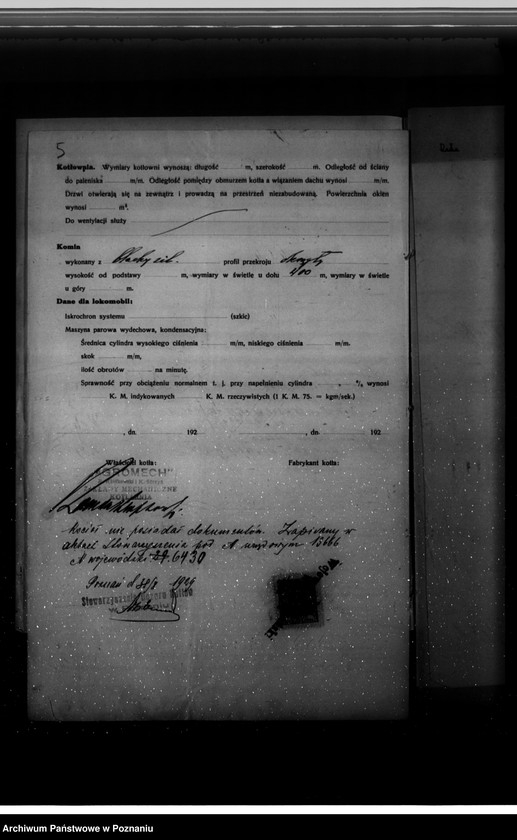 Obraz 9 z jednostki "Zakłady mechaniczne "Agromech" Poznań-Sołacz-Urbanowo nr woj. kotła 6431"