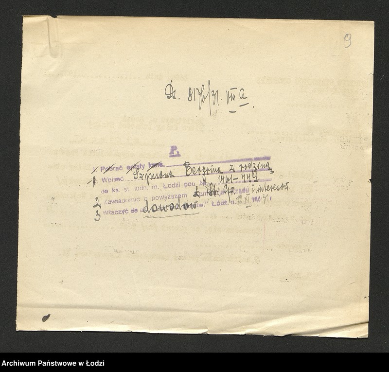 Obraz 11 z jednostki "Dowody metrykalne stałych mieszkańców m. Łodzi nr domu 1461"