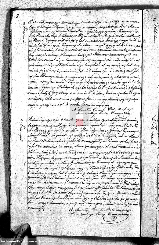 image.from.unit.number "Akta Urodzonych Gminy Krasnopolskiey Powiatu Seyneńskiego R-ku 1824 dnia 1 Stycznia .Województwo Augstowskie."