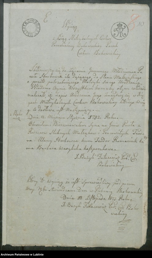 image.from.unit.number "Alegaty do ksiąg urodzeń, zapowiedzi, małżeństw i zgonów z lat 1813 - 1816"