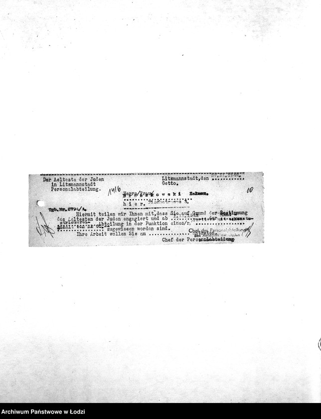 Obraz 13 z jednostki "[Korespondencja z wydziałami w sprawach personalnych, zatrudnienia i płac]"