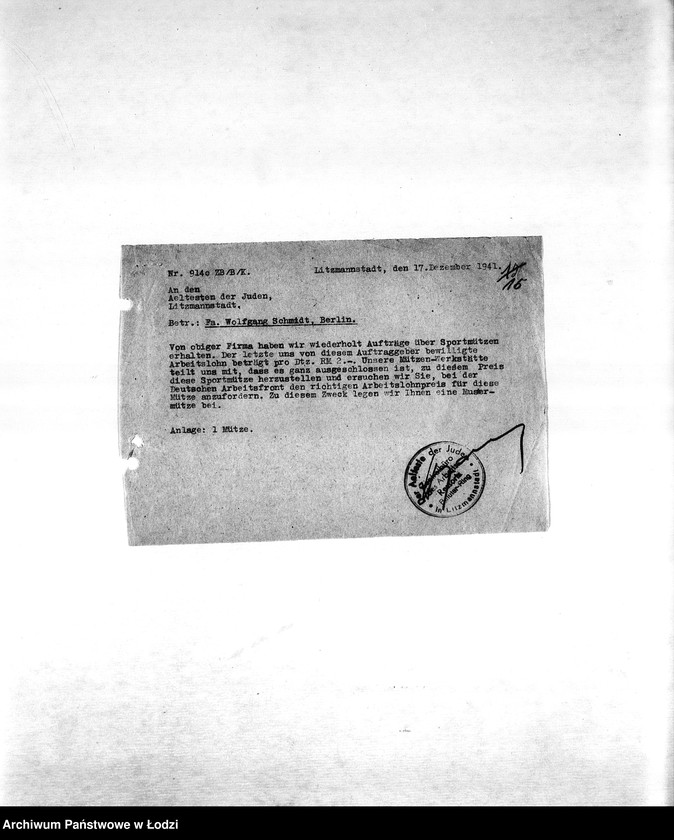 Obraz 19 z jednostki "[Resorty pracy M-P. Niemieckie zamówienia skierowane do resortów pracy, produkcja, zapotrzebowania materiałów do produkcji]"