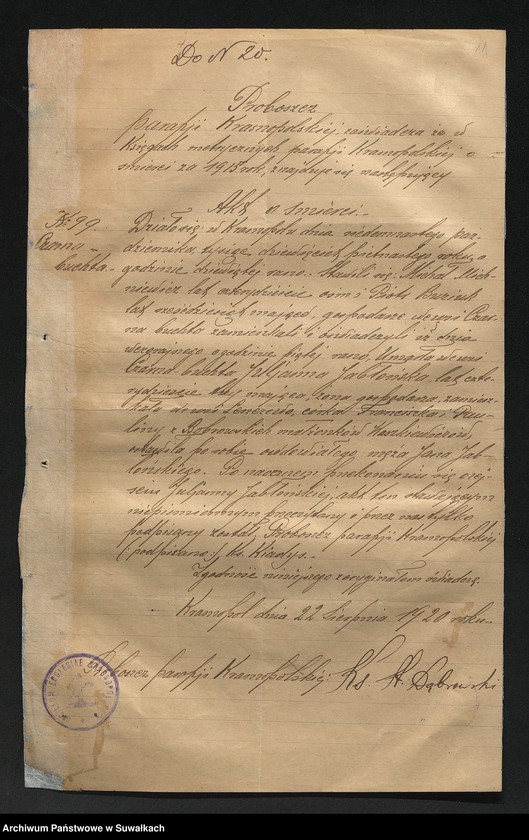 image.from.unit.number "[Dokumenty do akt małżeństw parafii rzymskokatolickiej w Wigrach z 1920 roku]"