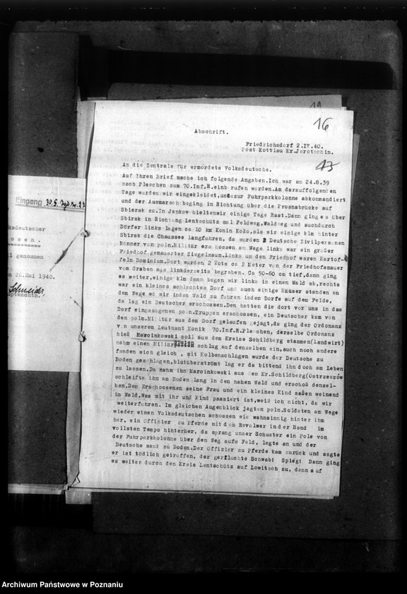 Obraz 19 z jednostki "Korespondencja w sprawie miejscowych Niemców, którzy zginęli w 1939 roku"