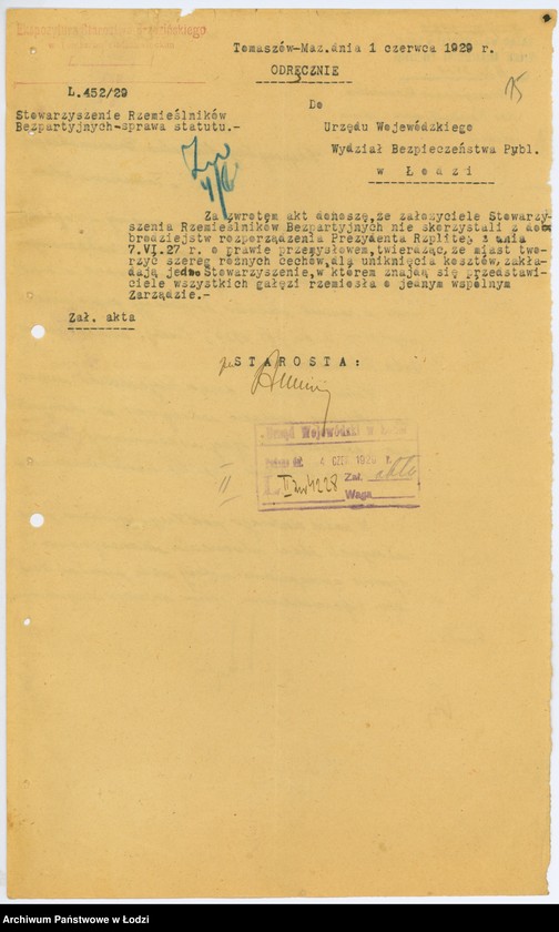 Obraz 18 z jednostki "Stowarzyszenie Rzemieślników Żydów Bezpartyjnych w Tomaszowie Maz."