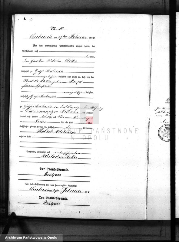 image.from.unit.number "Geburts-Neben-Register Standes-Amt Leubusch 1884"
