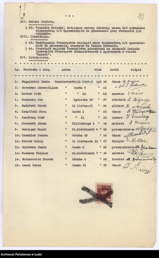 Obraz 13 z jednostki "Żydowskie Towarzystwo Gimnastyczne i Sportowe "Makabi" w Konstantynowie n/Nerem pow. łódzki"