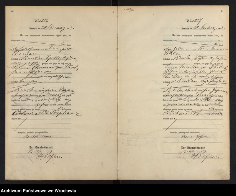 image.from.unit.number "Geburts-Haupt-Register Breslau II 1893 Band 4"