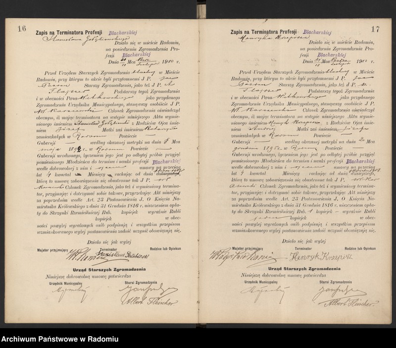 image.from.unit.number "[Księga zapisów na terminatora, czeladnika i majstra profesji blacharskiej]"