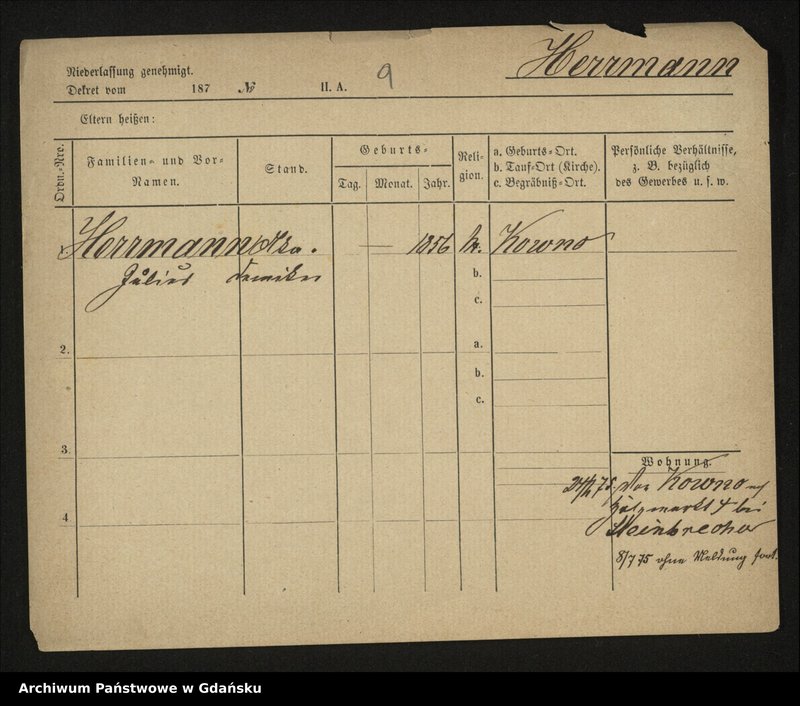 image.from.unit.number "Karty meldunkowe: Herrmann Julianne - Herrmann Wilhelmine"