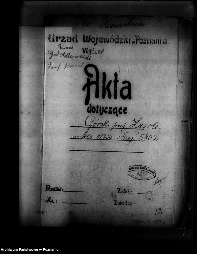 Obraz 4 z jednostki "Majętność Zaorle J. Górski powiat rawicki nr woj. kotła 5802"