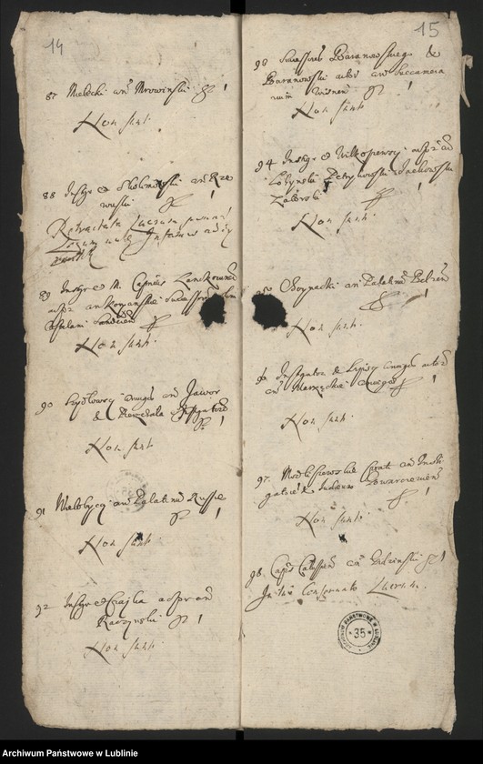 Obraz 10 z jednostki "Regestrum Simplicium Causarum Conseruatarum & Recentium Criminum Anni Dni 1644"