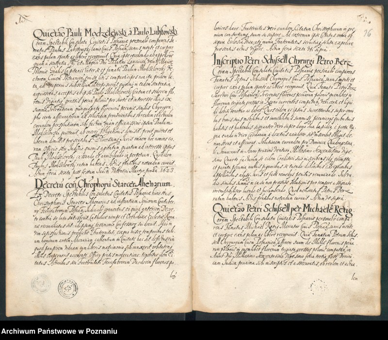 Obraz 19 z jednostki "Acta actorum in officio consulari Posnaniensi conscriptorum a.d. 1623 ... Dachnowski notarius."