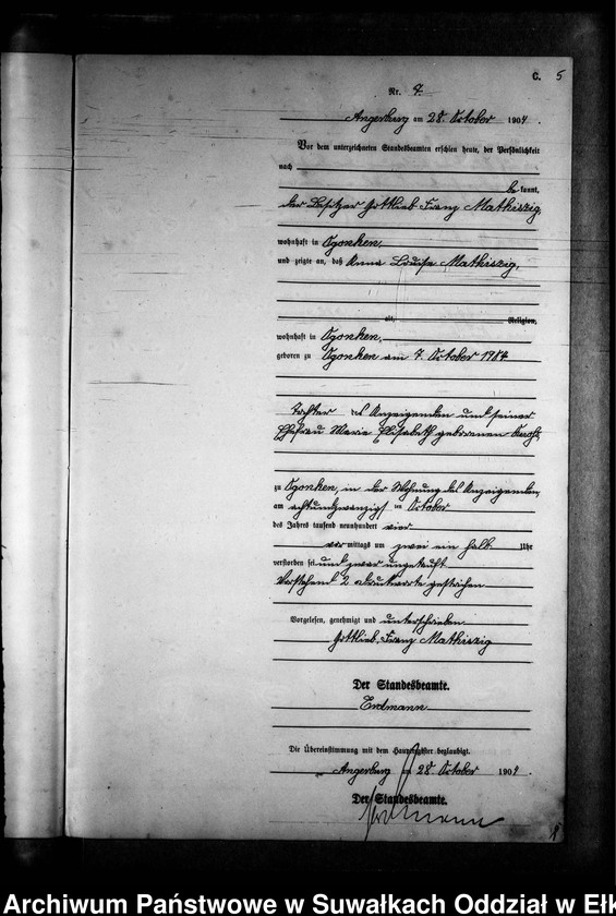 image.from.unit.number "Sterbe-Neben-Register des Preussischen Standes-Amtes Gross Strengeln Kreis Angerburg"