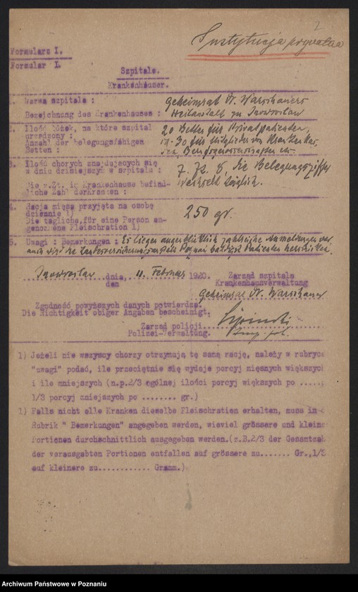 Obraz 4 z jednostki "[Zakłady dobroczynne (m.in. szpitale) w Inowrocławiu - przydziały mięsa]"