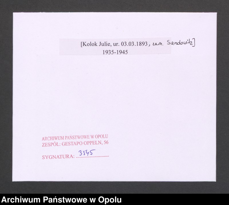 Obraz 2 z jednostki "[Kolok Julie, ur. 03.03.1893, zam. Sandowitz]"