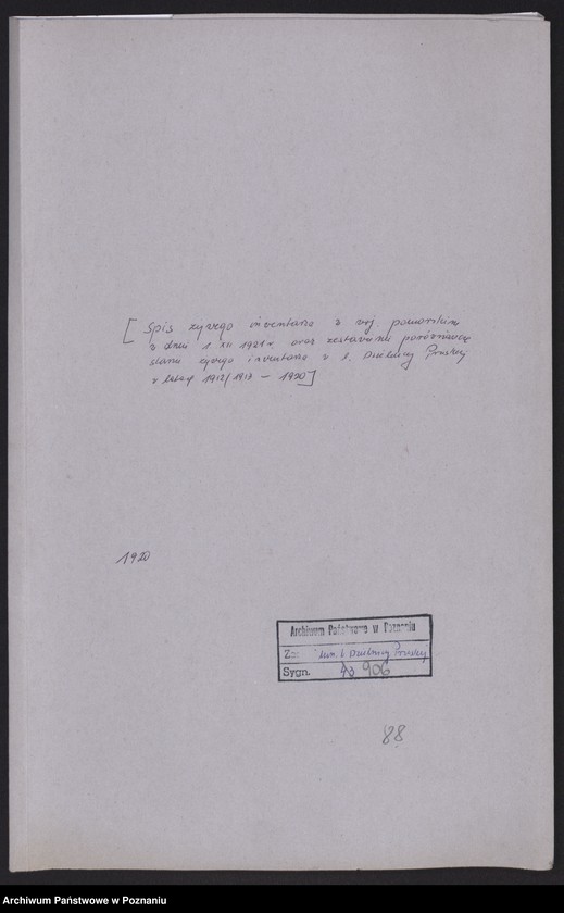 Obraz 2 z jednostki "[Spis żywego inwentarza w województwie pomorskim w dniu 1 XII 1921 roku oraz zestawienie porównawcze stanu żywego inwentarza w byłej Dzielnicy Pruskiej w latach 1912/1913-1920]"