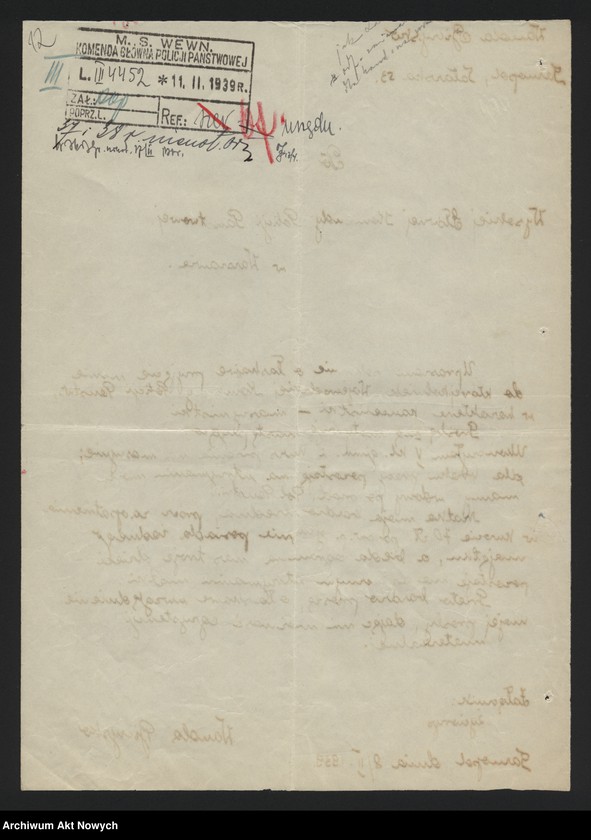 image.from.unit.number "Przyjęcie do służby w Policji Państwowej Eleonory Wandy Biczysko. Dokumentacja osobowa, korespondencja."