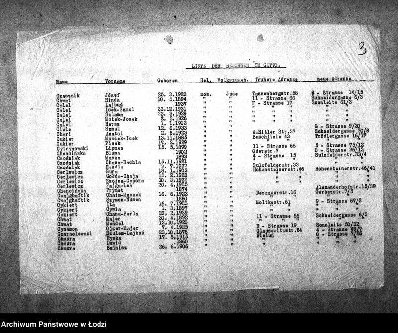 Obraz 7 z jednostki "[Alfabetyczny spis mieszkańców getta. Litera C]"