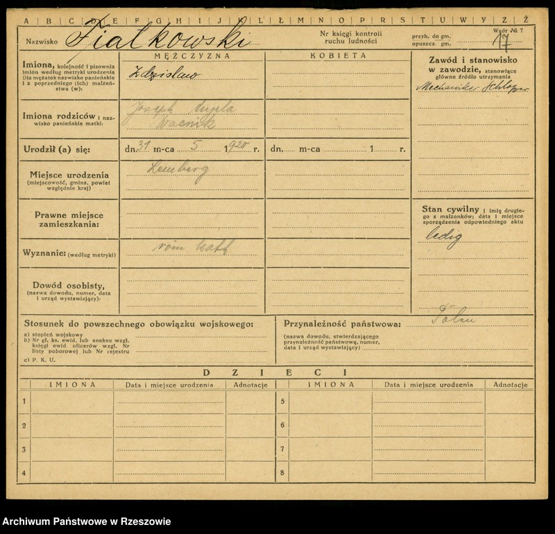 image.from.unit.number "Kartoteki kontroli ruchu ludności Litera: F"