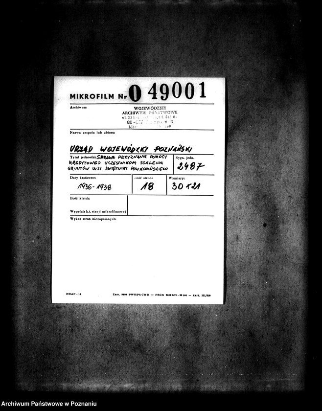 Obraz 2 z jednostki "Sprawa przyznania pomocy kredytowej uczestnikom scalenia gruntów wsi Świętniki powiatu konińskiego"