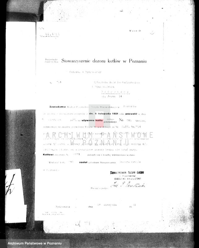 Obraz 6 z jednostki "Wytwórnia skór pantoflarskich i białoskórnia w Bydgoszczy - nr woj. kotła 714"