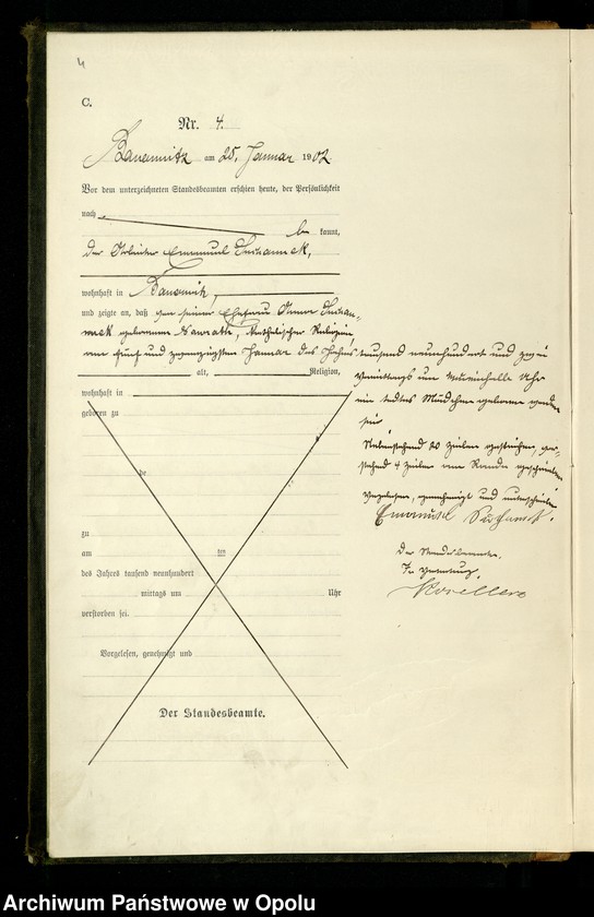 Obraz 7 z jednostki "Sterbe-Haupt-Register Standesamts Bauerwitz pro 1902"