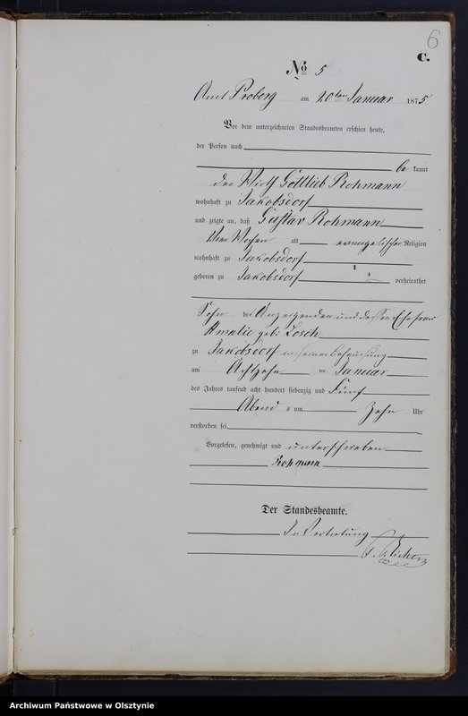 Obraz 8 z jednostki "Haupt-Sterbe-Register Nr 1 - 56"