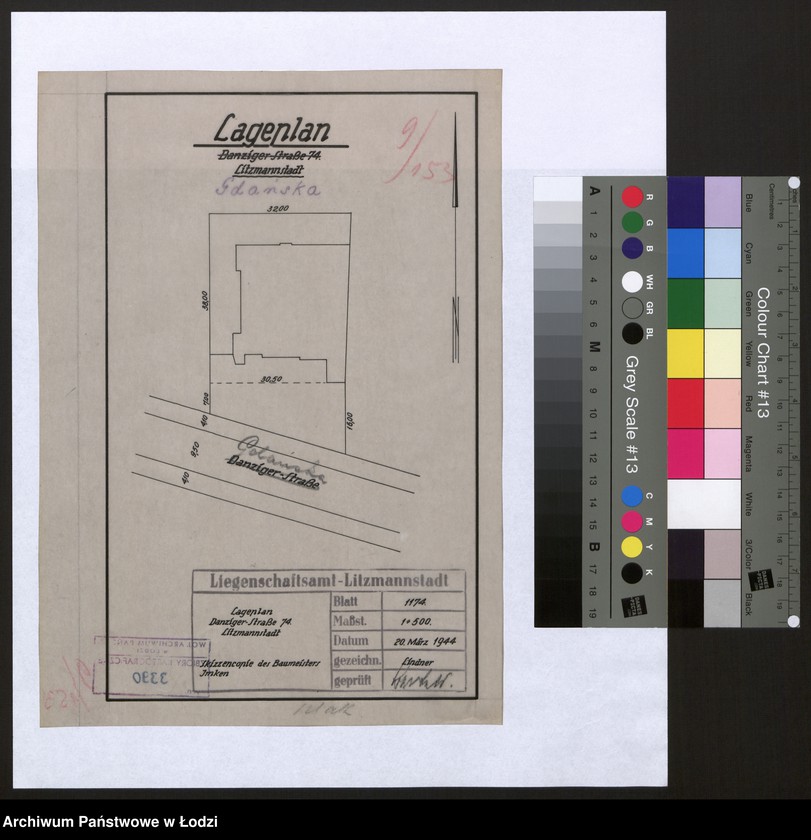 Obraz 1 z jednostki "Lageplan Danziger-Strasse 74 Litzmannstadt"
