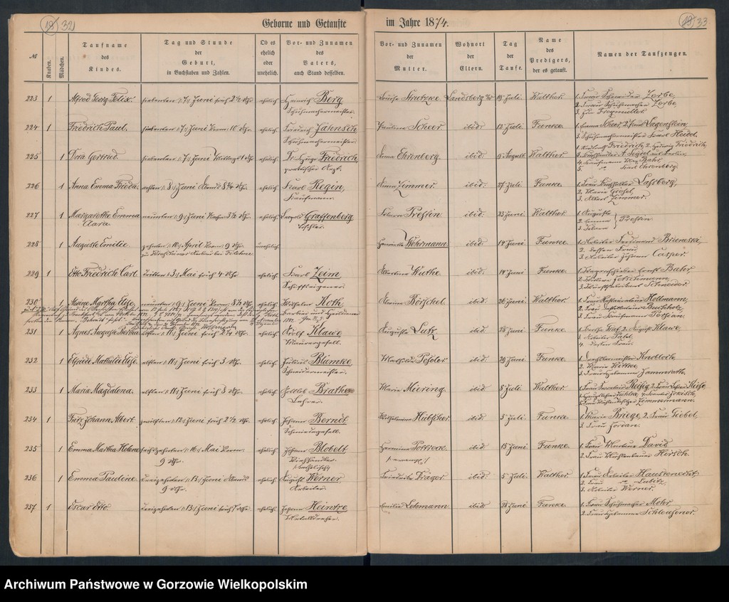 image.from.unit.number "Duplikate der Hauptkirche Landsberg an der Warthe (zawiera także Concordienkirchen-Gemeinde in Verbindung mit der reformirten und Militair-Gemeinde dotyczących zgonów w 1874 r.)"