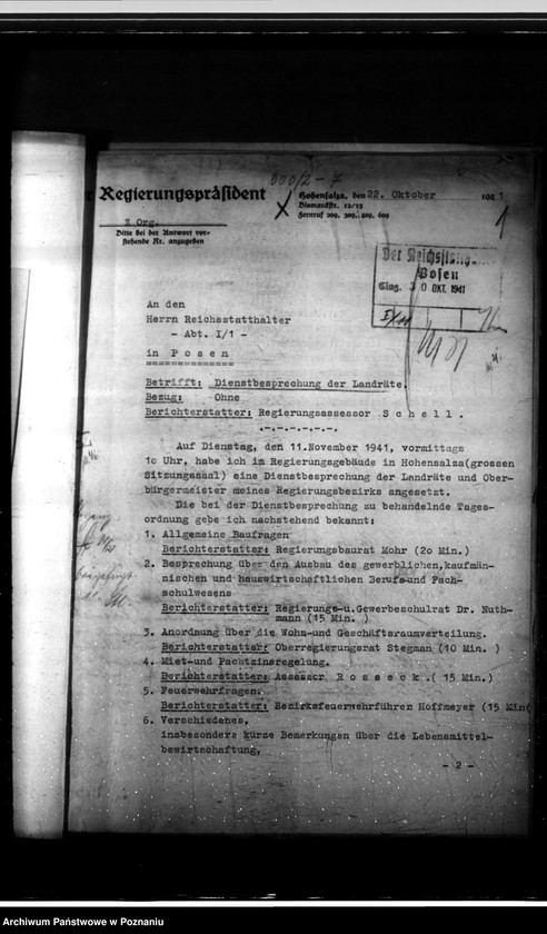 Obraz 5 z jednostki "Konferencje z landratami - korespondencja, porządki obrad"