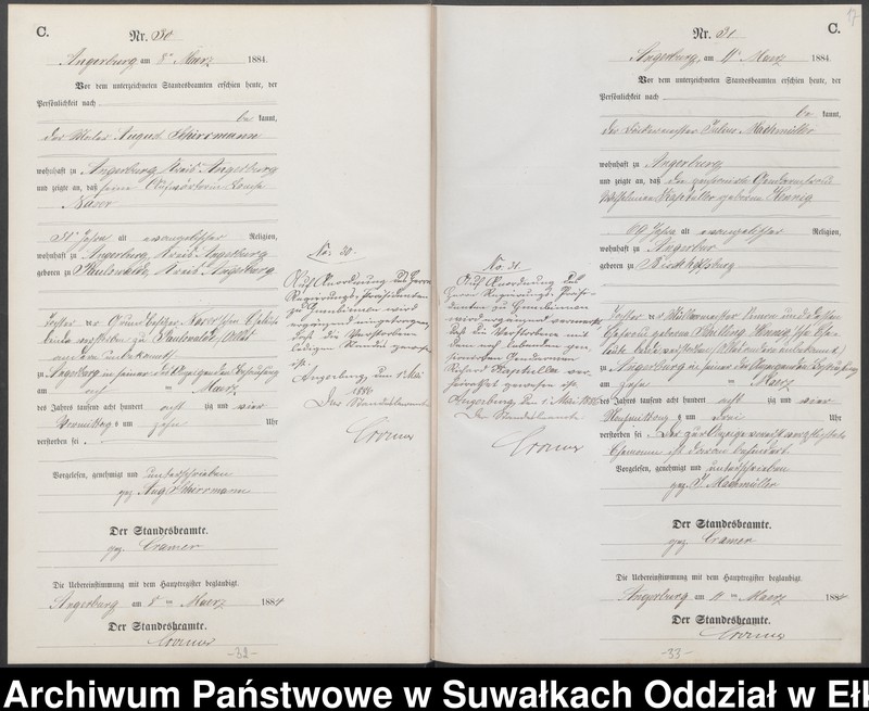 Obraz 20 z jednostki "Sterbe-Neben-Register des Preussischen Standes-Amtes Angerburg Kreis Angerburg"