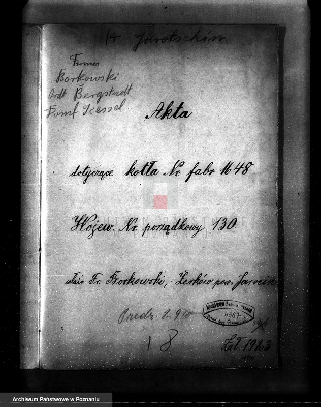 Obraz 4 z jednostki "Mleczarnia Fr. Borkowskiego w Żerkowie pow. jarociński nr woj. kotła 130"