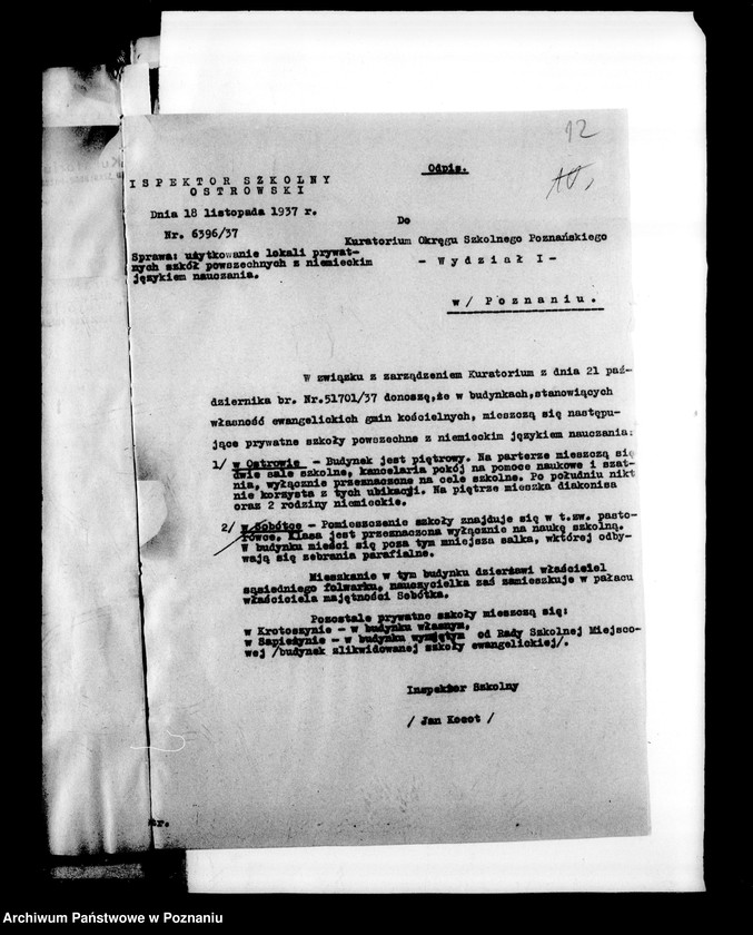 Obraz 16 z jednostki "Prywatna Szkoła Powszechna z niemieckim językiem nauczania Sobótka powiat Ostrów"