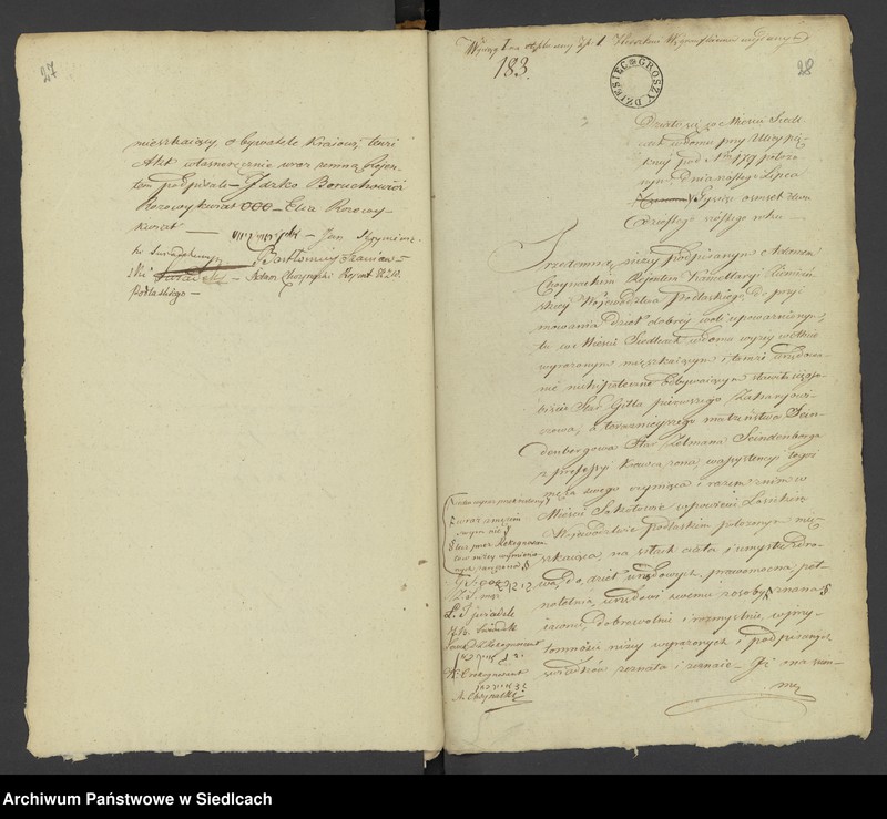 Obraz 19 z jednostki "Księga II Rok 1826 od N 176 do N 332 Adama Chojnackiego Rejenta [Akta notarialne od nr 176 do nr 332]"
