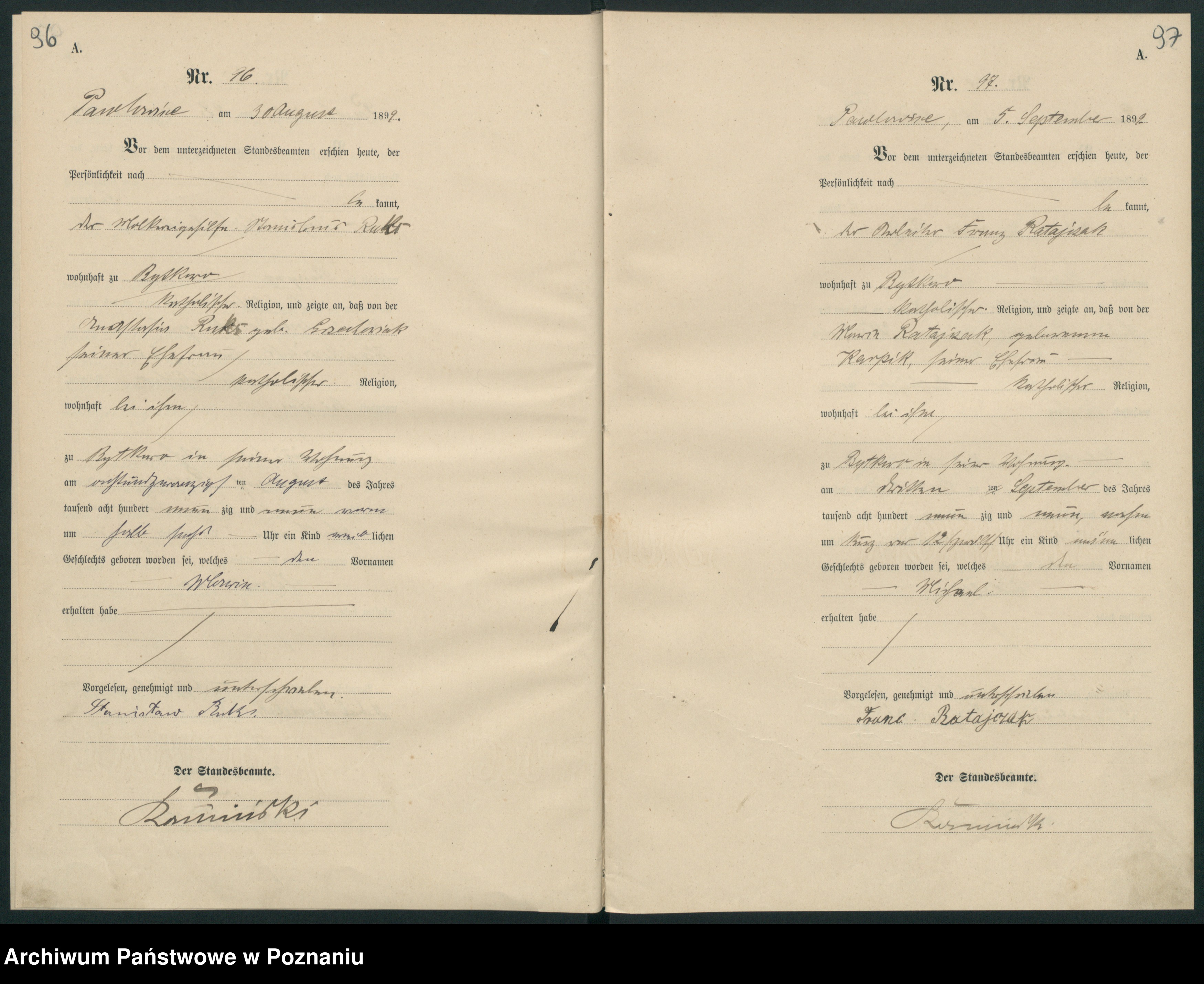 Skan z jednostki: Księga urodzeń