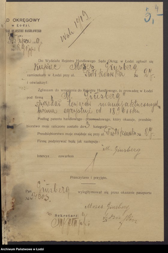 Obraz 6 z jednostki "Mozes Grinsberg - sprzedaż towarów manufakturowych"