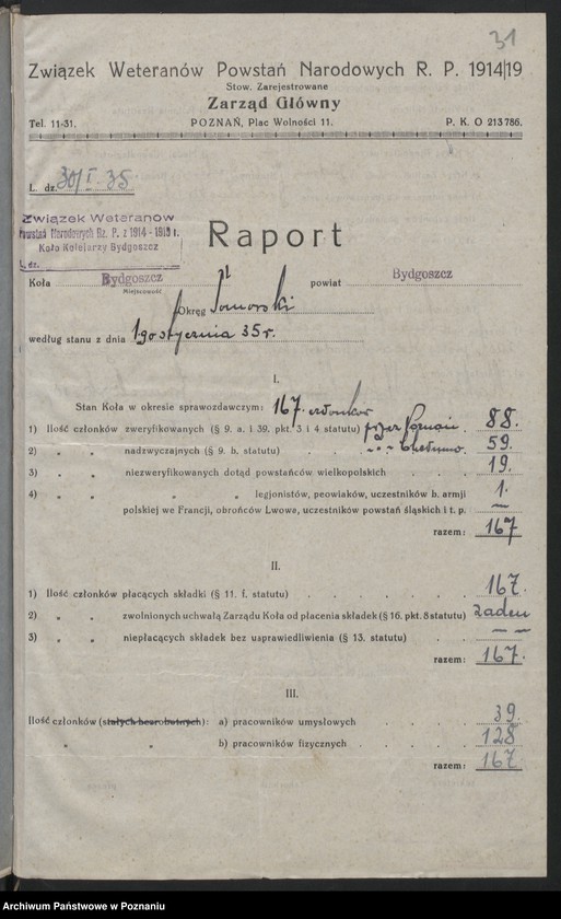 image.from.unit.number "Raporty ze stanu kół okręgu pomorskiego i śląskiego Związku Weteranów Powstań Narodowych Rzeczypospolitej Polski."