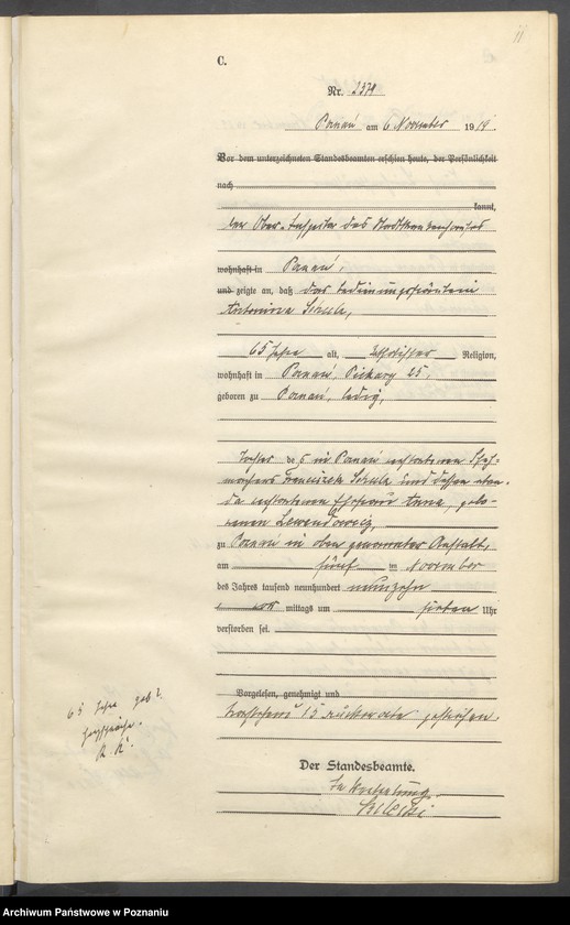 Obraz 13 z jednostki "Księga miejscowa zgonów tom VI [Rejestr główny zgonów]"