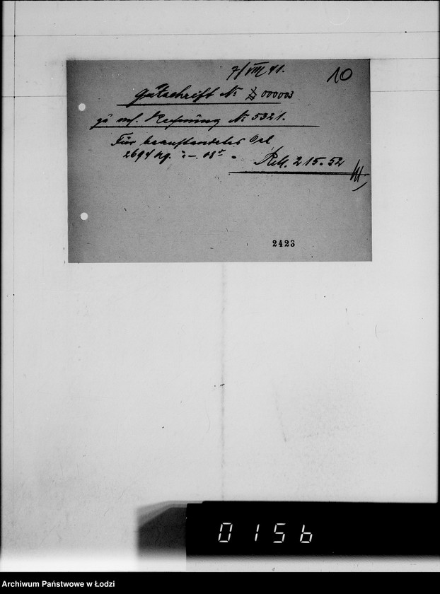 Obraz 14 z jednostki "Gutschriftsanzeigen für die Judengemeinschaft im Getto Litzmannstadt Nr 000001"