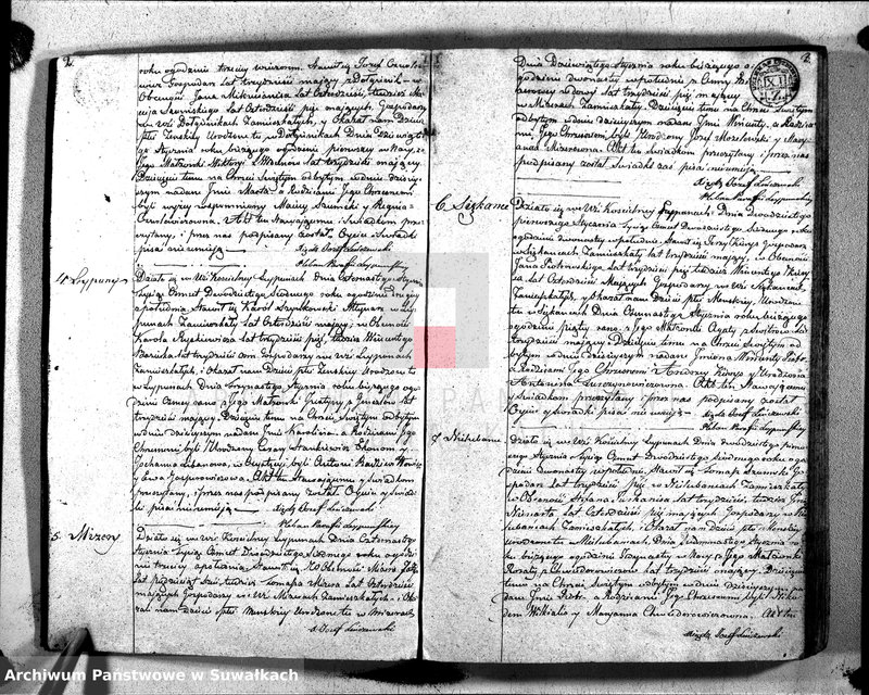 Obraz 4 z jednostki "Duplikat Aktów Urodzenia Zaślubienia i Zeyscia Katolików Parafij Leypuńskiej 1827 roku"