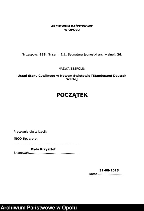 Obraz 1 z jednostki "Geburts-Neben-Register des Standesamts Deutsch Wette pro 1902"