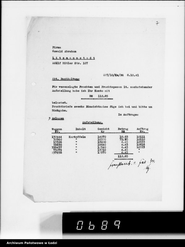 Obraz 11 z jednostki "Frachten Belastungen"