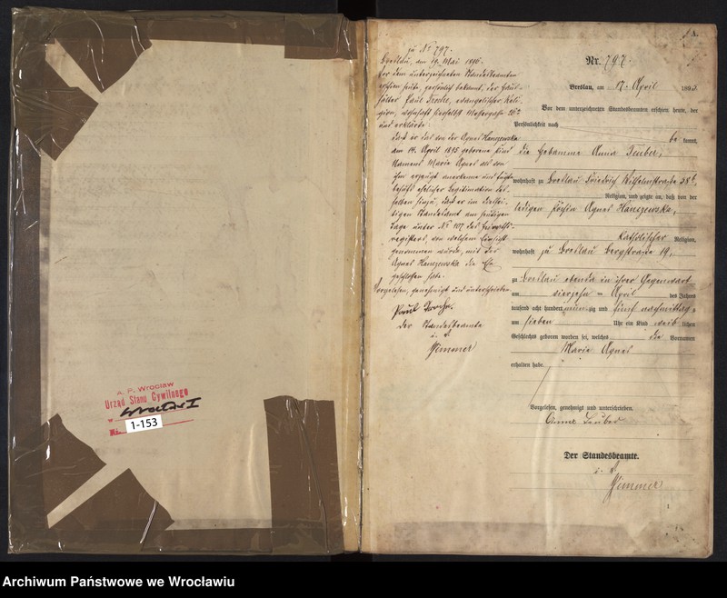 image.from.unit.number "Geburts-Haupt-Register Breslau I 1895 Band 3"