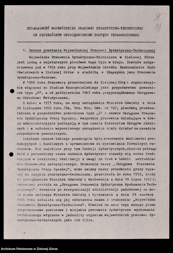 image.from.unit.number "Protokóły z posiedzeń Komisji Wychowania i Oświaty Wojewódzkiej Rady Narodowej w Zielonej Górze; Nr 1 - 2; 1 - 2"