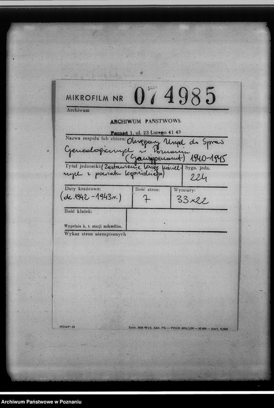 Obraz 2 z jednostki "[Zestawienie ksiąg kościelnych z powiatu kępińskiego]"