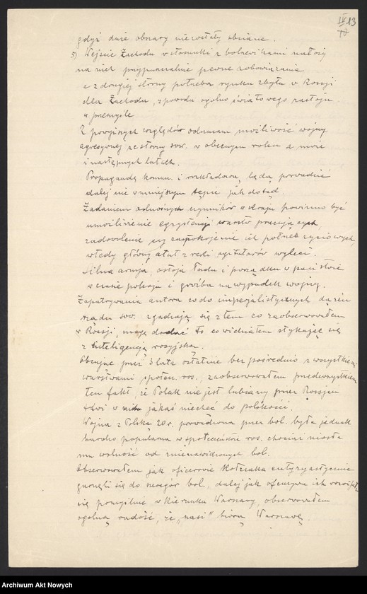 image.from.unit.number "Działalność Władysława Sikorskiego jako szefa Sztabu Generalnego WP. Sprawa uposażeń oficerów. Współpraca z francuskim dowództwem wojskowym. Stosunki dyplomatyczne między Polską a Rosją Radziecką. Raport, korespondencja."