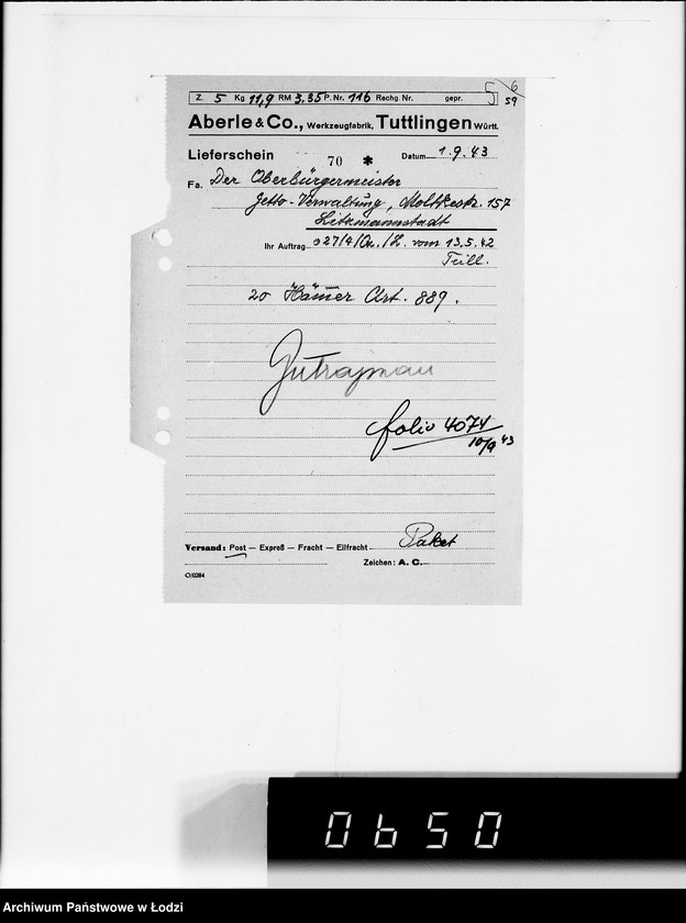 Obraz 11 z jednostki "I a Kauf-Aufträge. A-J. [Przybory szewskie i techniczne]"